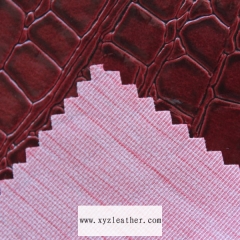 Filament fabric embossed stone pattern pvc synthetic leather 2016