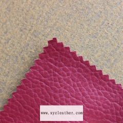 Red color single brush litchi pvc leather price for wallet