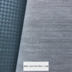 Blue color knitted weaving pattern rexine leather fabric for car seat cover