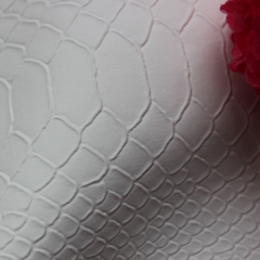 White color velvet snake skin bag material in china