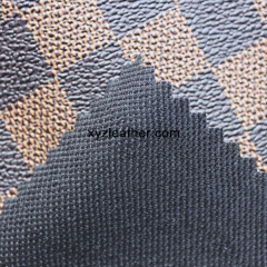 Black filament fabric grid embossed saffiano leather for wallet