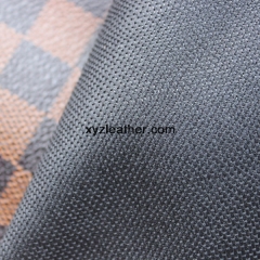 Black filament fabric grid embossed saffiano leather for wallet