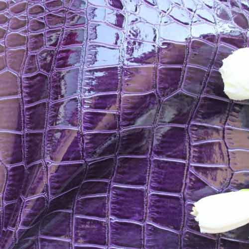 Elegant purple embossed printing pvc leather india for bag