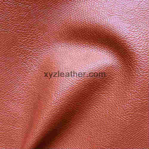 Orange color double brush litchi pattern pvc synthetic leather 2016